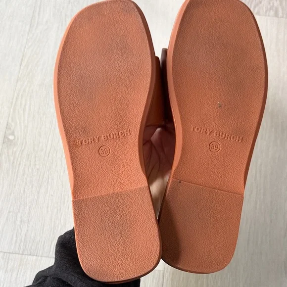 Tory Burch Tan Logo Slide Sandals - Picture 3 of 7
